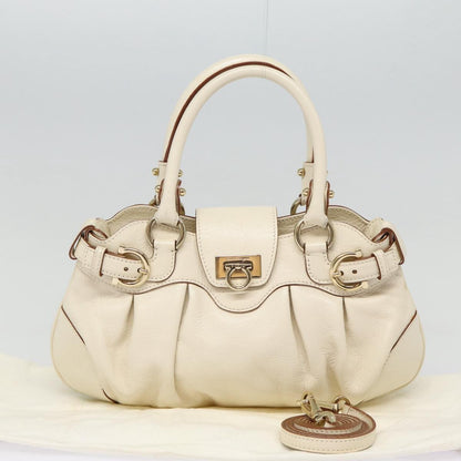 Salvatore Ferragamo Marisa Satchel Leather, WHITE, LEATHER, Handbag