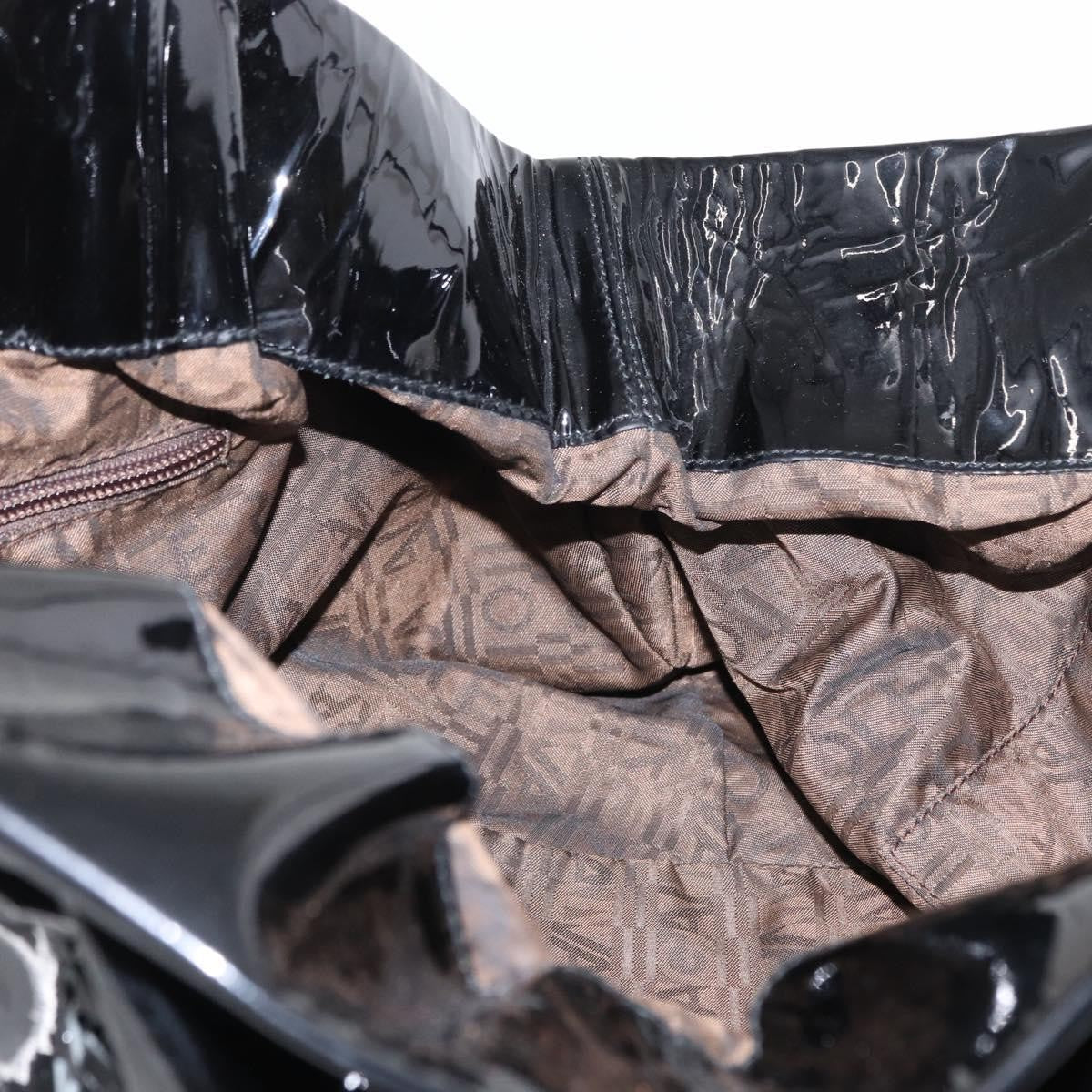 Salvatore Ferragamo Gancini Tote Patent leather, BLACK, PATENT_LEATHER, Tote bag