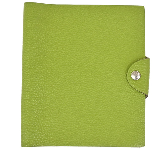 Hermes Ulysse Agenda Cover Leather, Green, Leather, Wallet