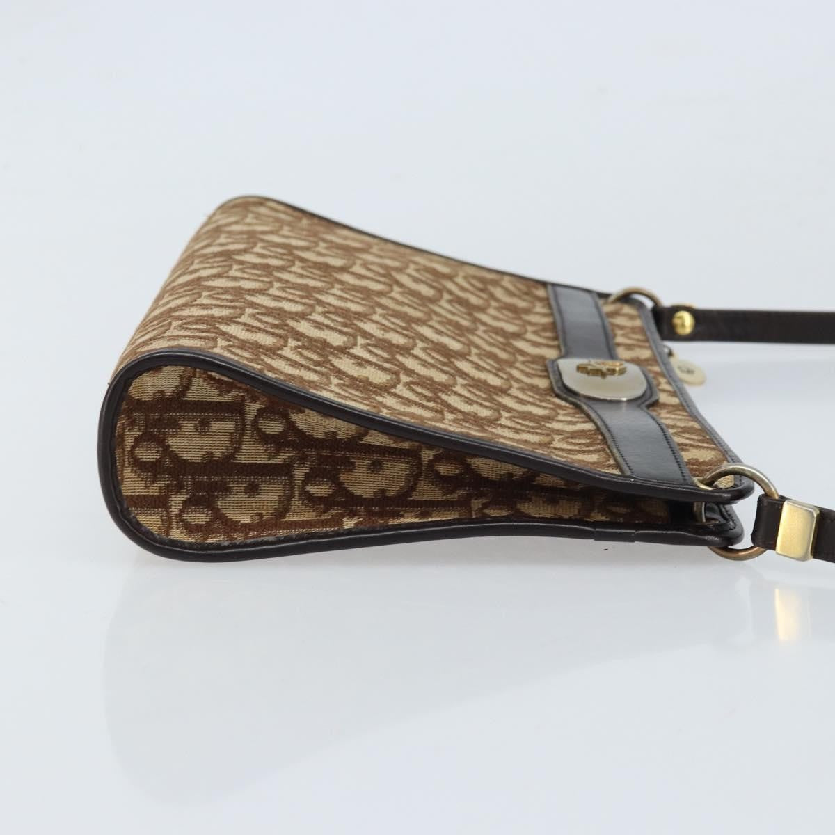 Christian Dior Vintage Trotter Shoulder Bag Canvas, BEIGE, CANVAS, Shoulder bag