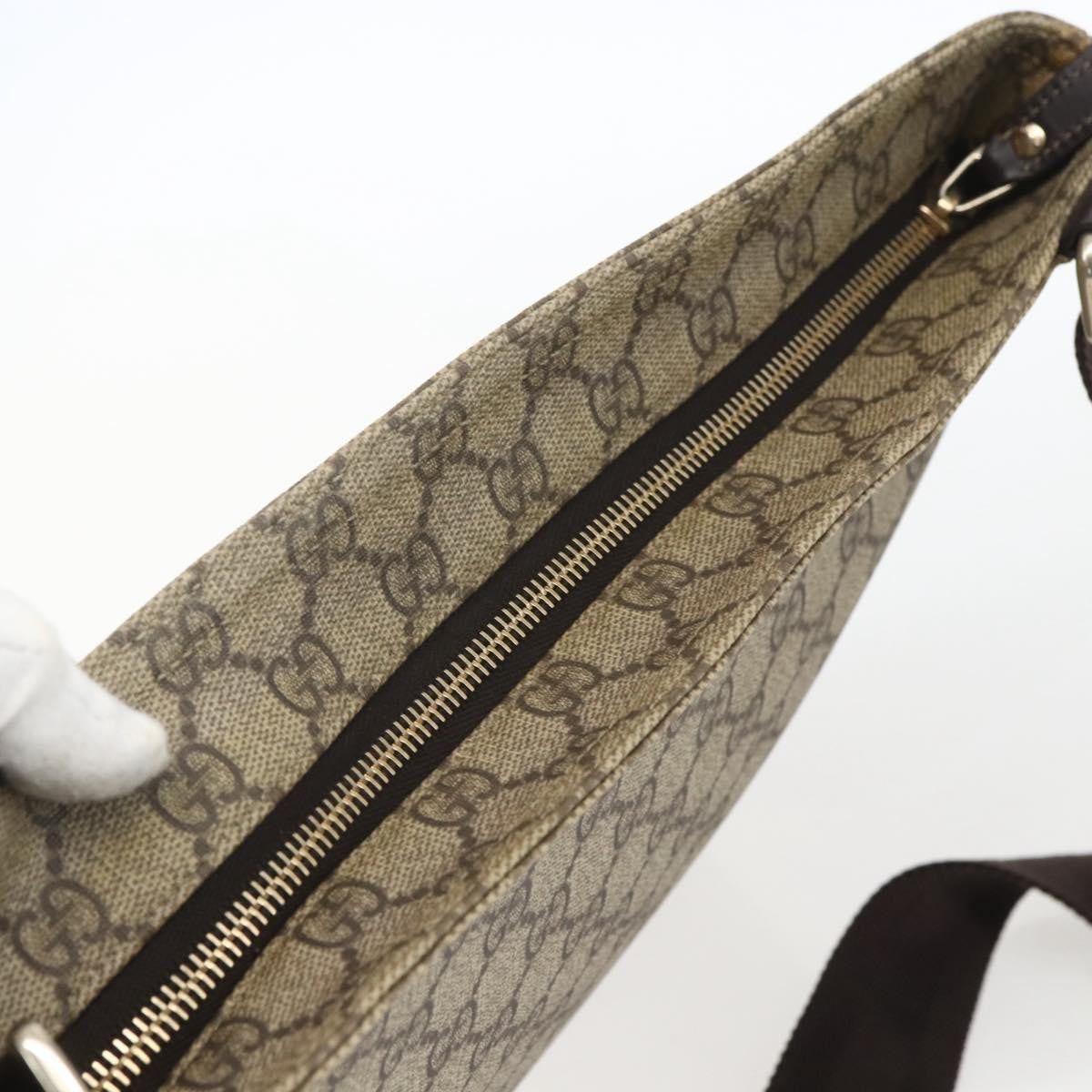 Gucci Zip Top Messenger Bag GG Coated Canvas, BEIGE, CANVAS, Shoulder bag