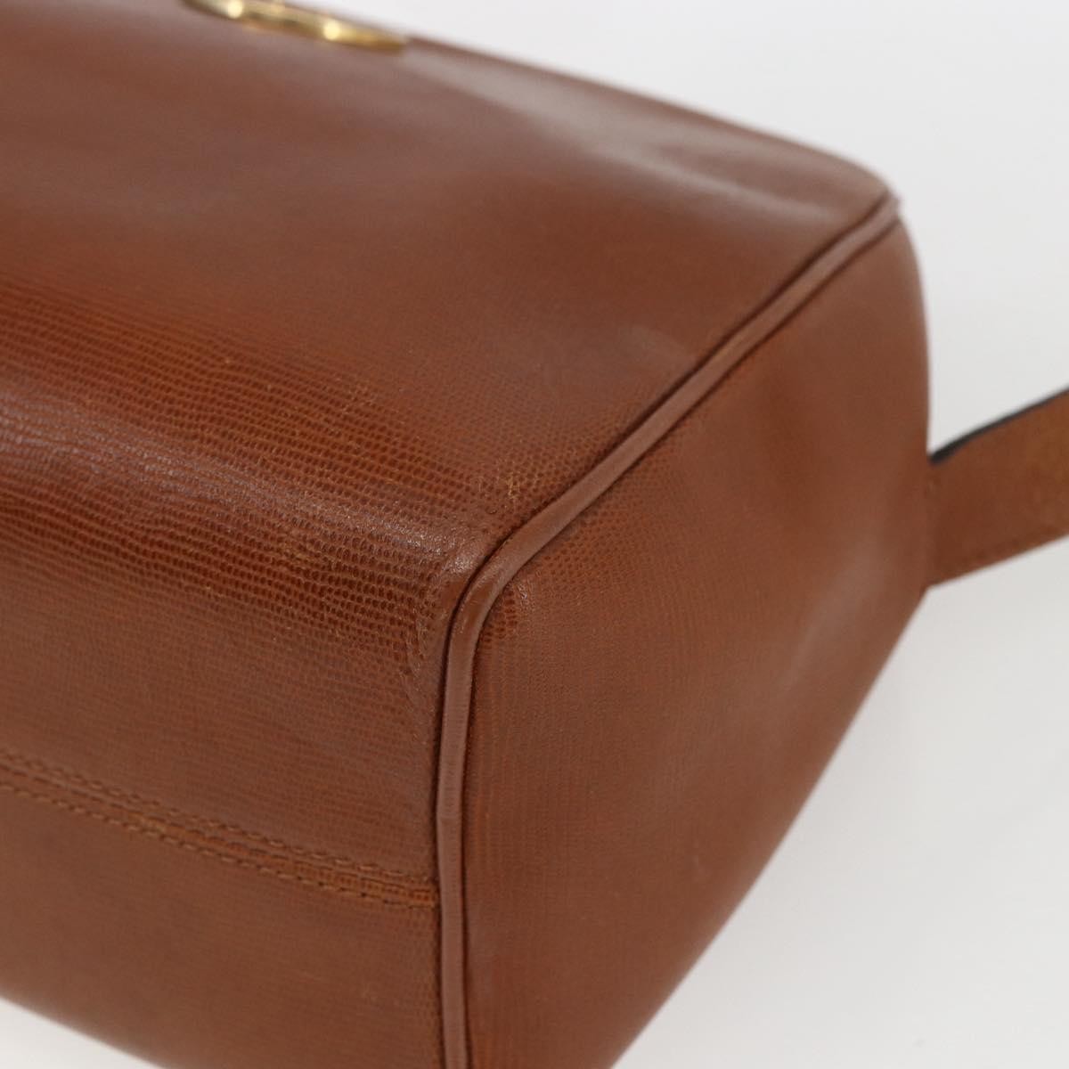 Celine Circle Logo Shoulder Bag Leather, BROWN, LEATHER, Shoulder bag
