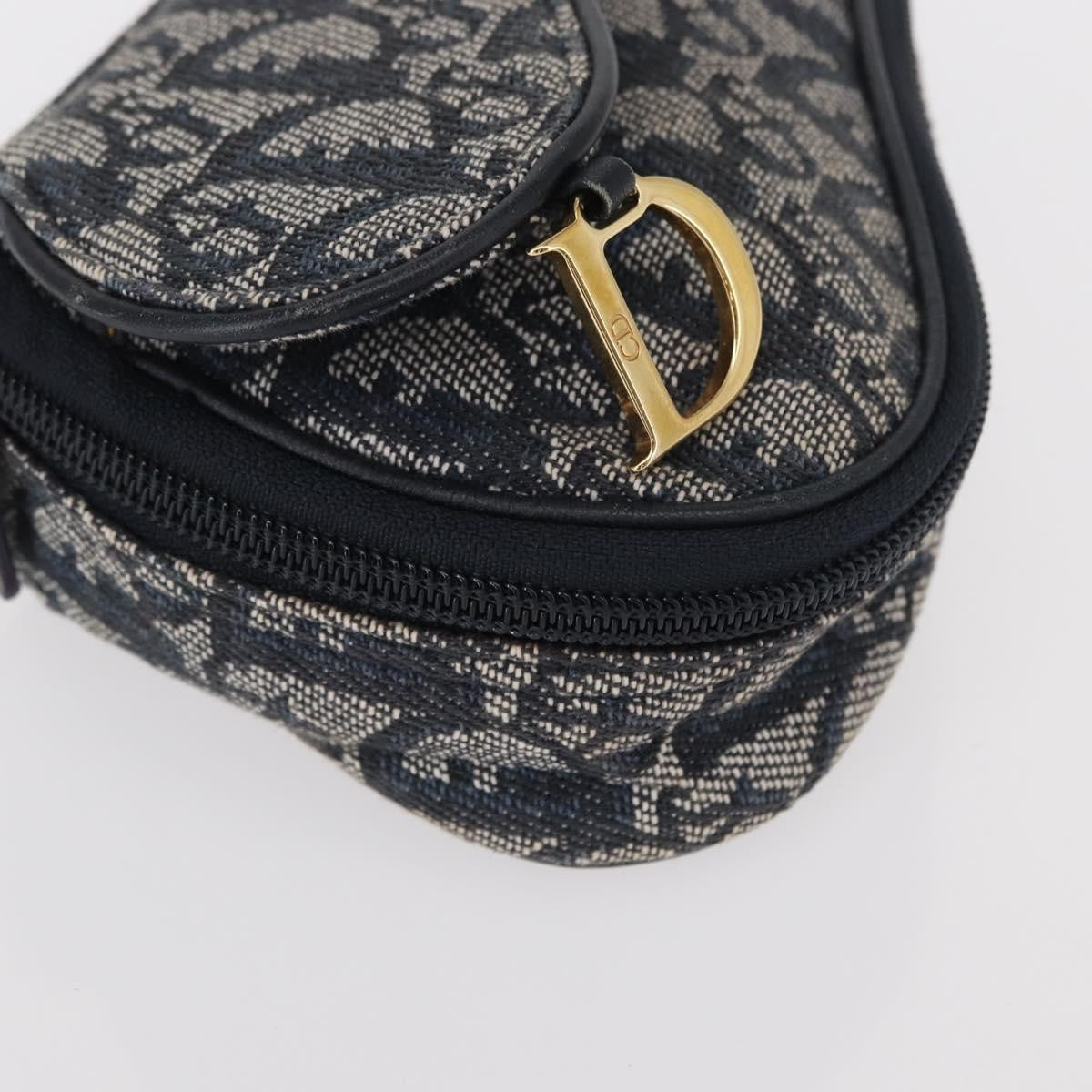 Christian Dior Saddle Zip Pouch Diorissimo Canvas, NAVY, CANVAS, Clutche & pouche