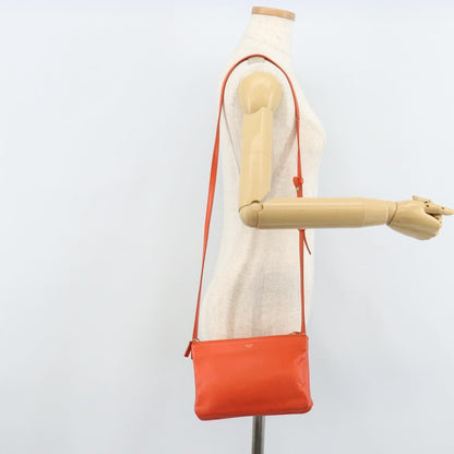 Celine Trio Crossbody Bag Leather, ORANGE, LEATHER, Shoulder bag