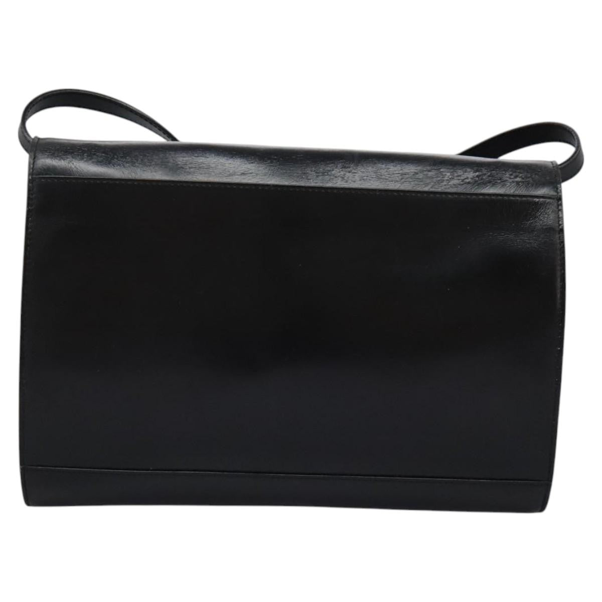 Celine Vintage Circle Logo Crossbody Bag Leather, BLACK, LEATHER, Crossbody bag
