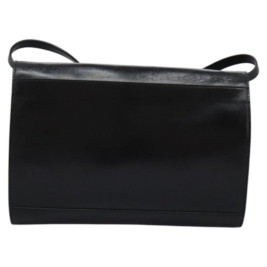 Celine Vintage Circle Logo Crossbody Bag Leather, BLACK, LEATHER, Crossbody bag