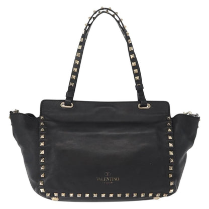 Valentino Garavani Rockstud Tote Textured Leather, BLACK, LEATHER, Tote bag