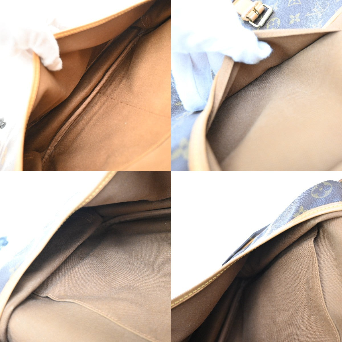 Louis Vuitton Saumur Handbag Monogram Canvas, BROWN, LEATHER, Shoulder bag