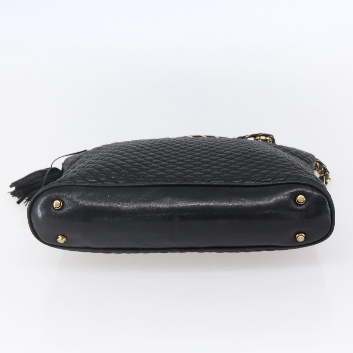 Bally Vintage Chain Shoulder Bag Quilted Leather, BLACK, LEATHER, Shoulder bag