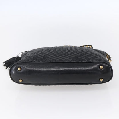 Bally Vintage Chain Shoulder Bag Quilted Leather, BLACK, LEATHER, Shoulder bag