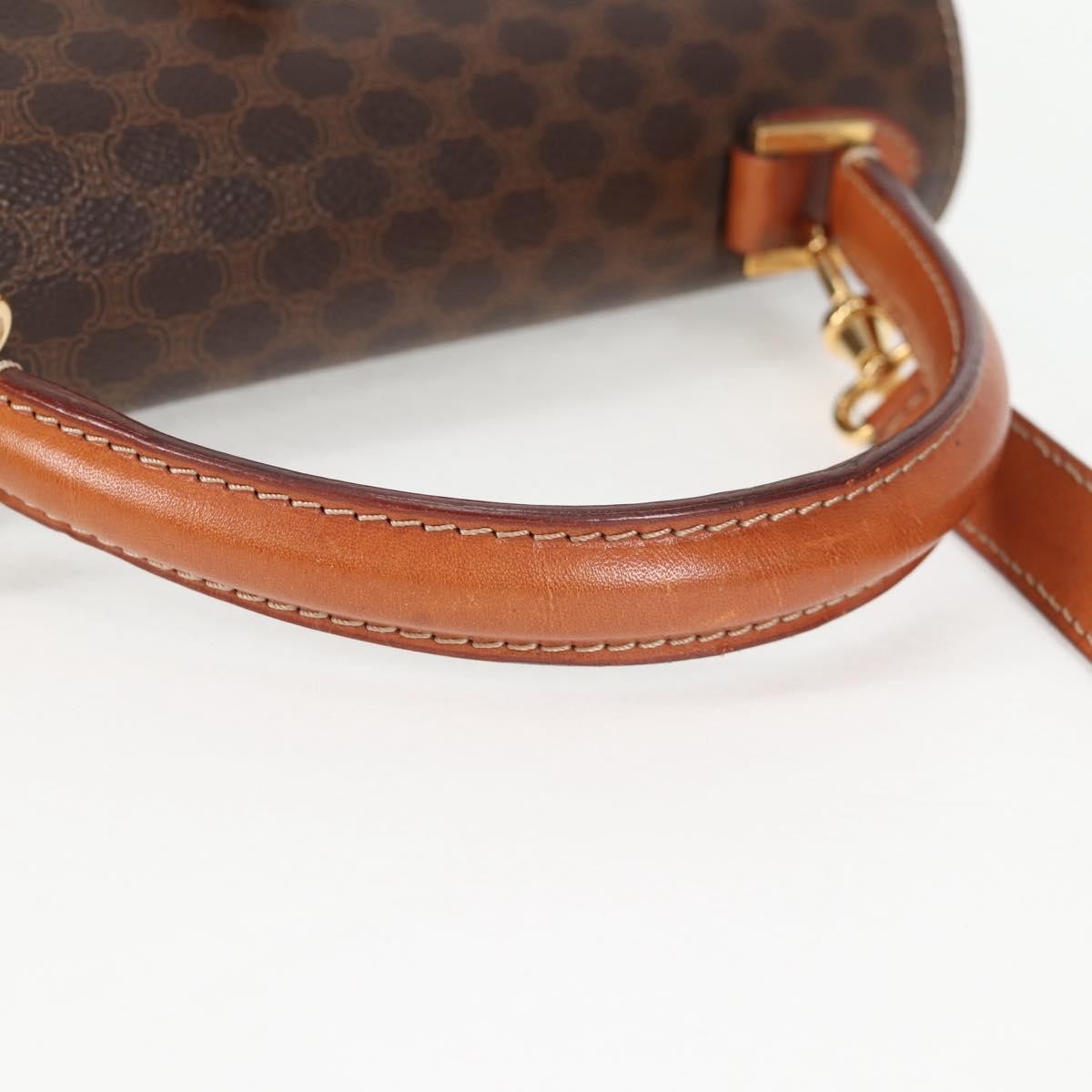 Celine Vintage Convertible Top Handle Bag Macadam Coated Canvas, BROWN, CANVAS, Handbag