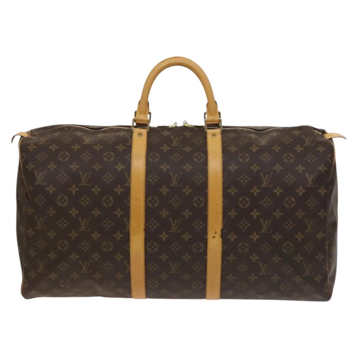 Louis Vuitton Keepall Bag Monogram Canvas, BROWN, CANVAS, Travel bag