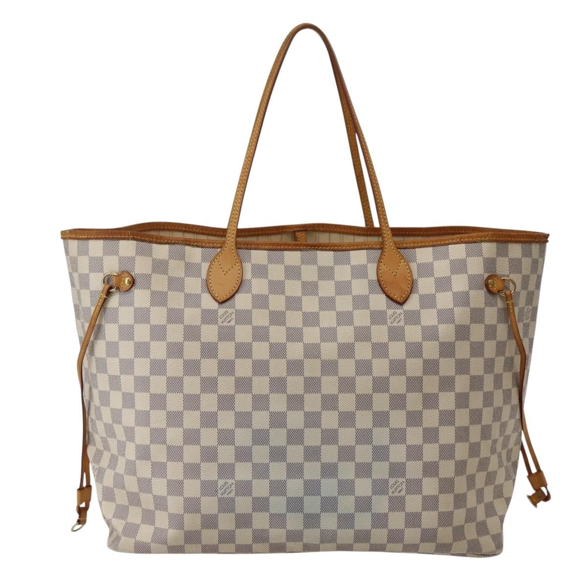 Louis Vuitton Neverfull Tote Damier azur, WHITE, CANVAS, Tote bag