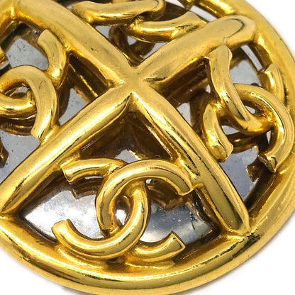Chanel CC Round Earrings Metal, GOLD, GOLD_PLATED, Earrings