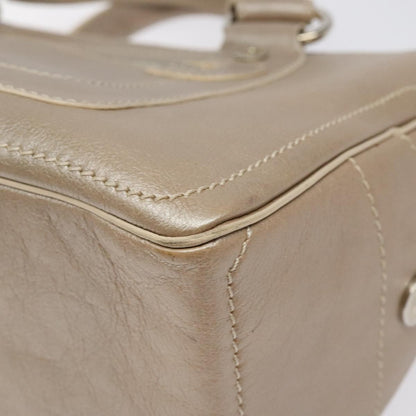 Celine Boogie Satchel Leather, GOLD, LEATHER, Handbag