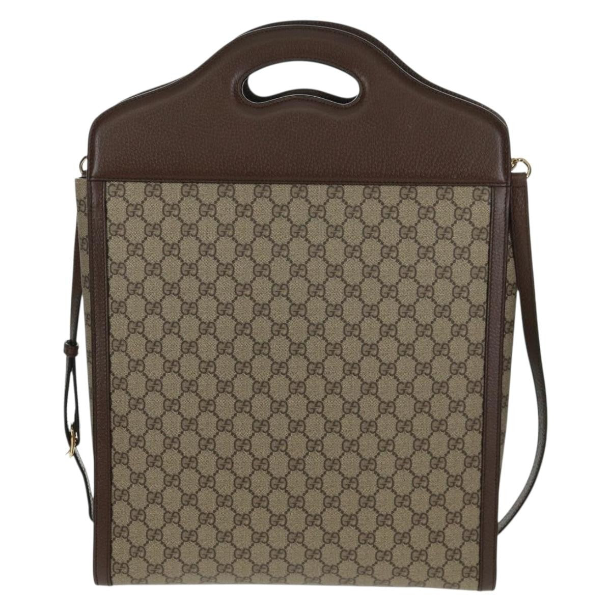 Gucci Cut Out Handle Tote Printed GG Coated Canvas, Beige, Canvas, Tote Bag
