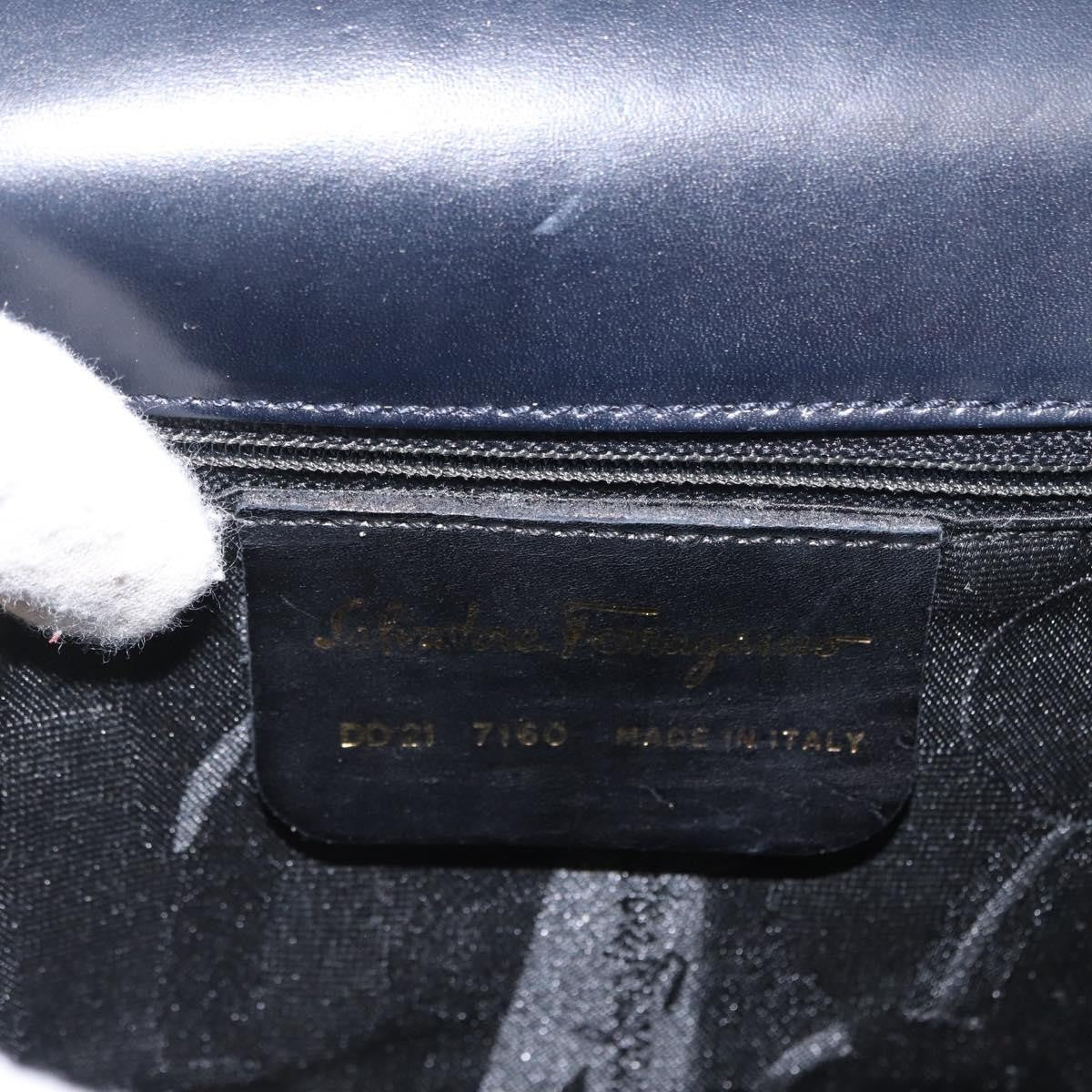 Salvatore Ferragamo Gancini Shoulder Bag Leather, NAVY, LEATHER, Shoulder bag