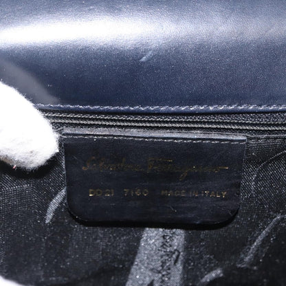 Salvatore Ferragamo Gancini Shoulder Bag Leather, NAVY, LEATHER, Shoulder bag