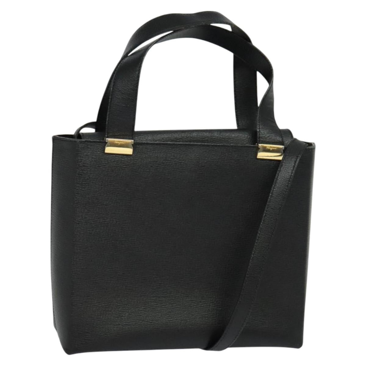 Salvatore Ferragamo Vintage Handbag Leather, BLACK, LEATHER, Handbag