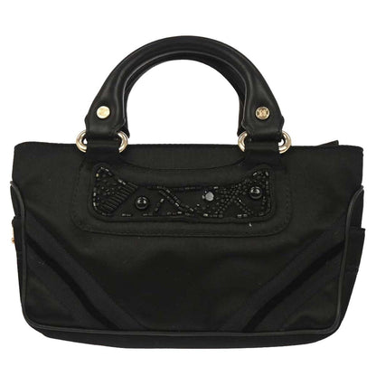 Celine Boogie Satchel Satin, Black, Satin, Handbag