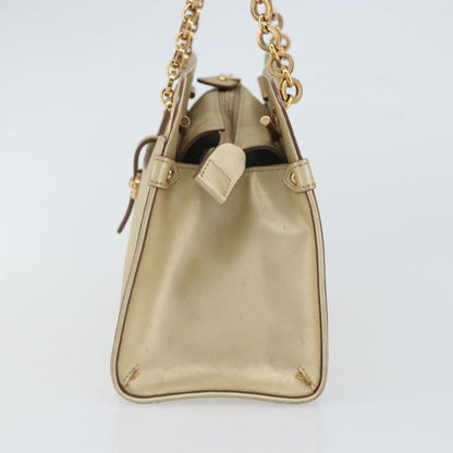 Salvatore Ferragamo Gancini handbag Leather, GOLD, LEATHER, Shoulder bag