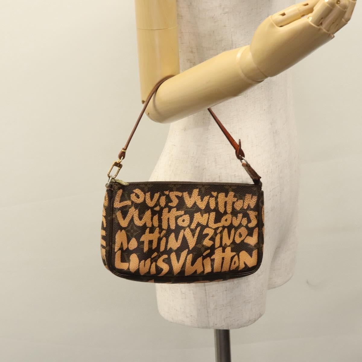 Louis Vuitton Pochette Accessoires Limited Edition Monogram Graffiti, ORANGE, CANVAS, Bag