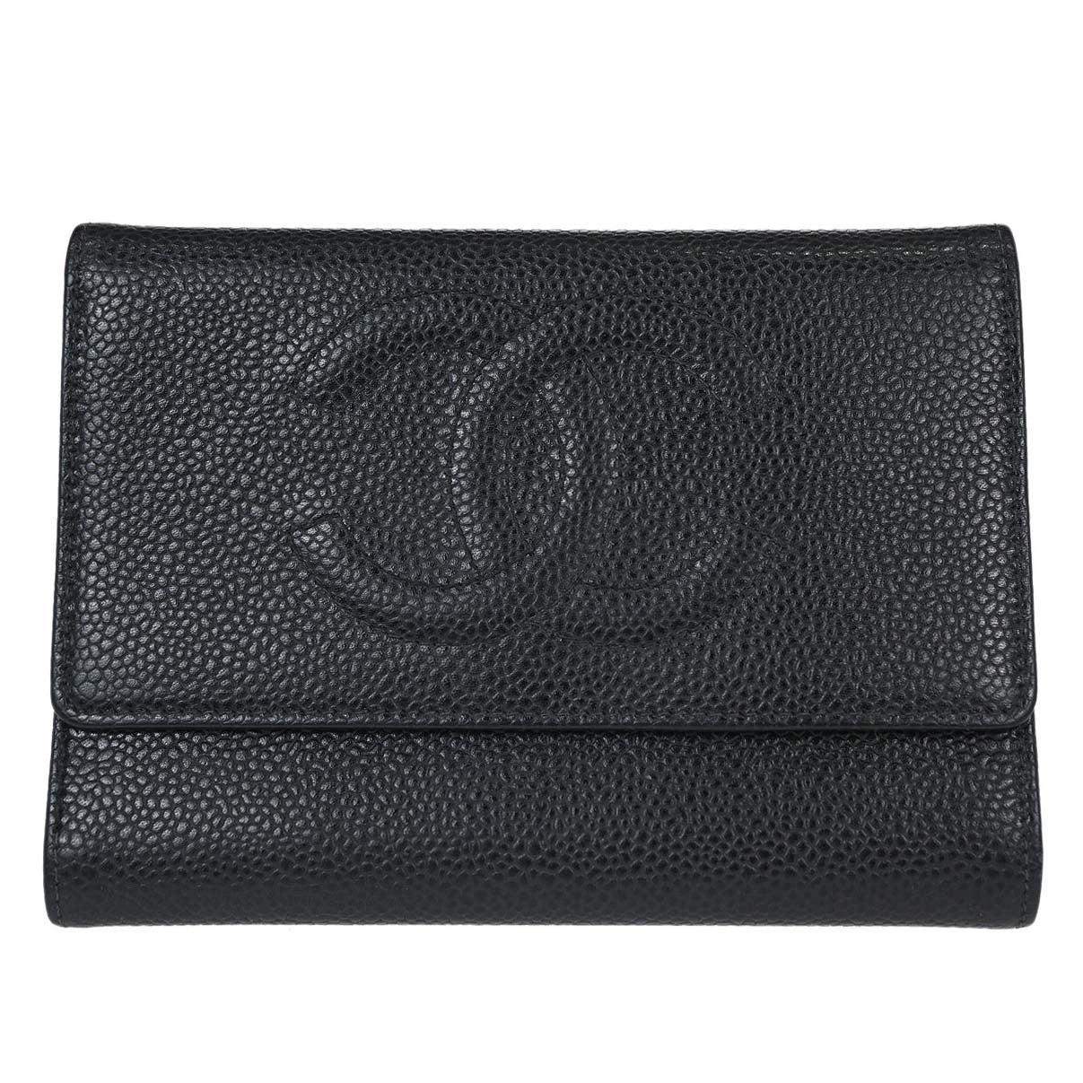 Chanel Timeless CC French Wallet Caviar, Black, Calfskin, Wallet
