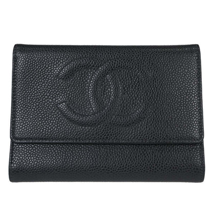 Chanel Timeless CC French Wallet Caviar, Black, Calfskin, Wallet