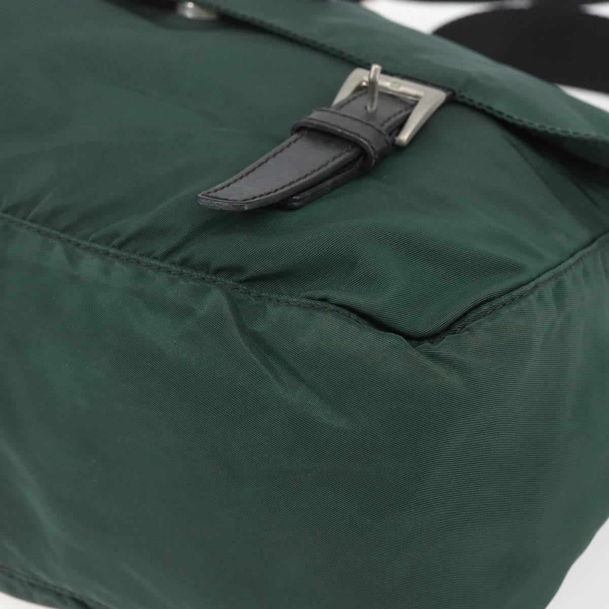 Prada Double Buckle Flap Messenger Bag Tessuto, GREEN, NYLON, Shoulder bag