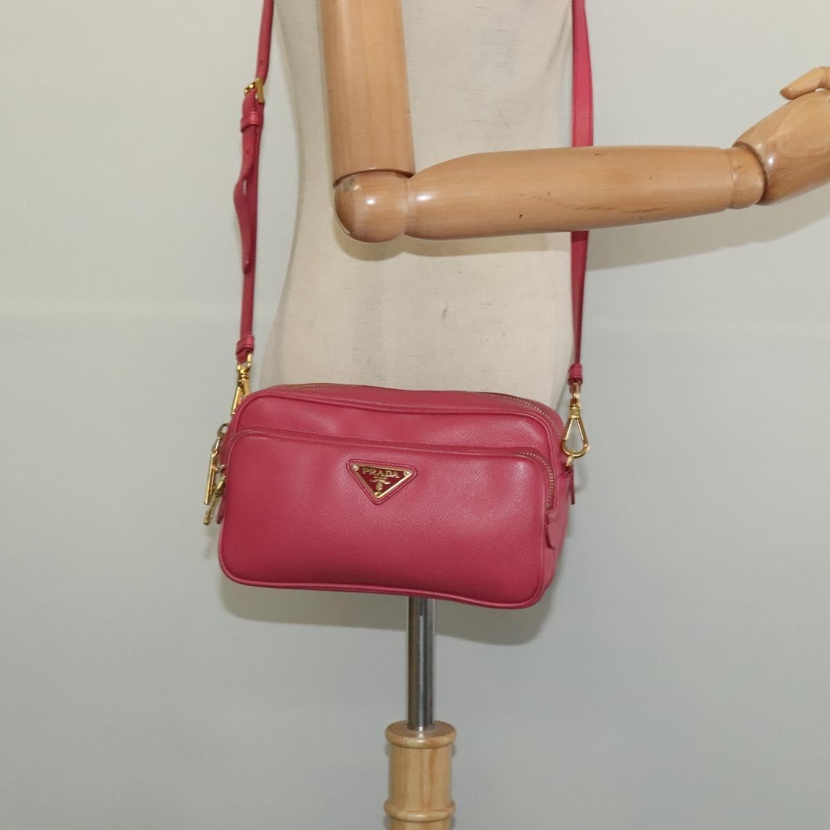 Prada Front Pocket Crossbody Bag Saffiano Leather, PINK, LEATHER, Shoulder bag
