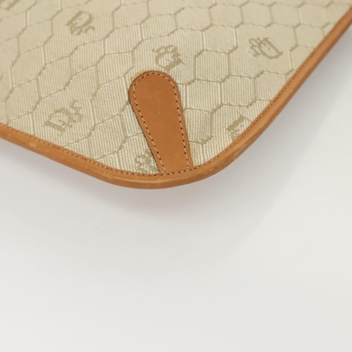 Christian Dior Vintage Honeycomb Shoulder Bag Canvas and Leather, BEIGE, CANVAS, Shoulder bag