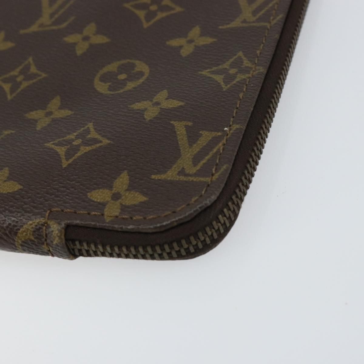 Louis Vuitton Poche Documents Monogram Canvas, BROWN, CANVAS, Clutche & pouche