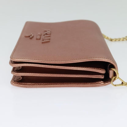 Prada Monochrome Chain Flap Bag Saffiano Leather, PINK, LEATHER, Shoulder bag