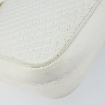 Bally Vintage Chain Shoulder Bag Quilted Leather, WHITE, LEATHER, Shoulder bag