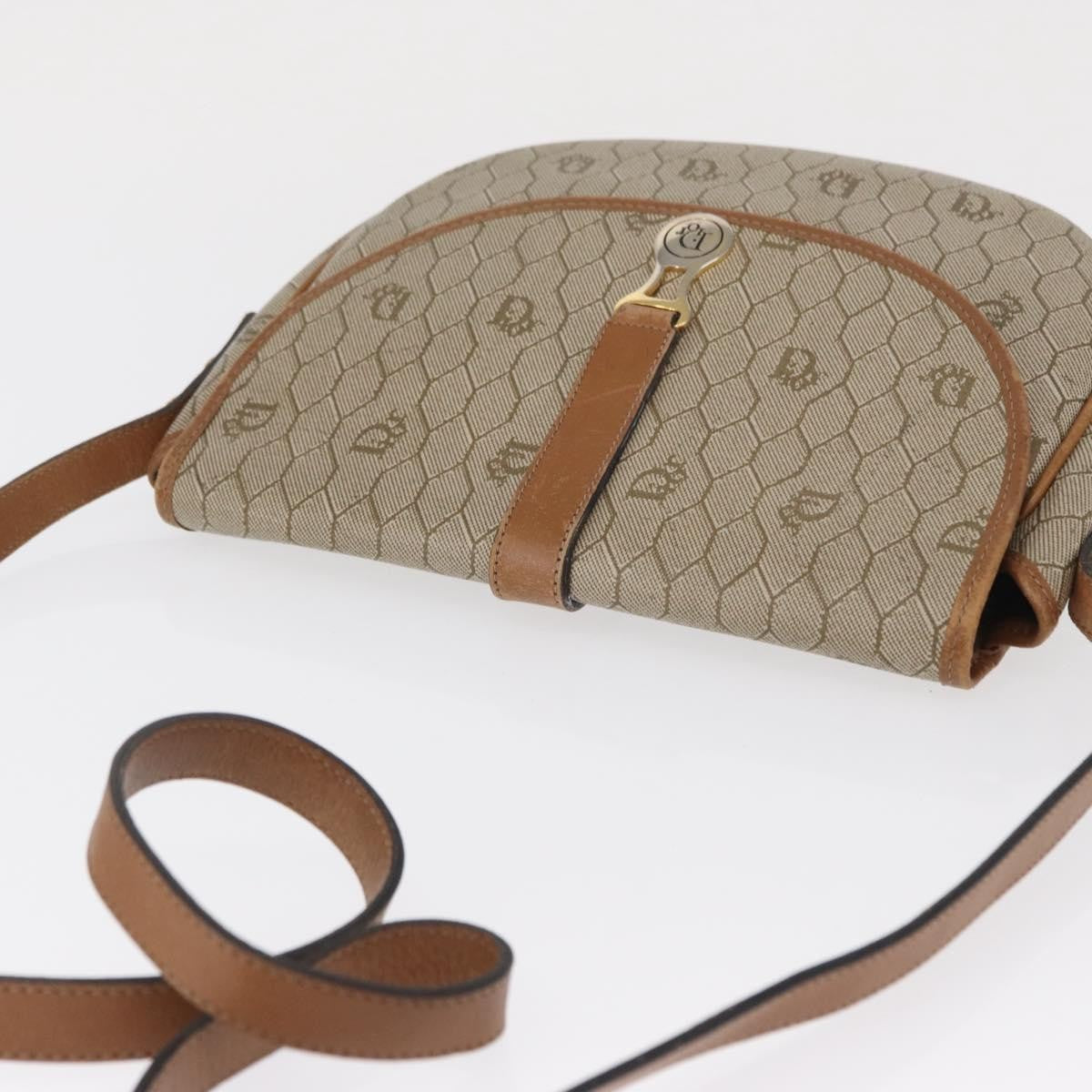 Christian Dior Vintage Honeycomb Shoulder Bag Canvas and Leather, BEIGE, CANVAS, Shoulder bag