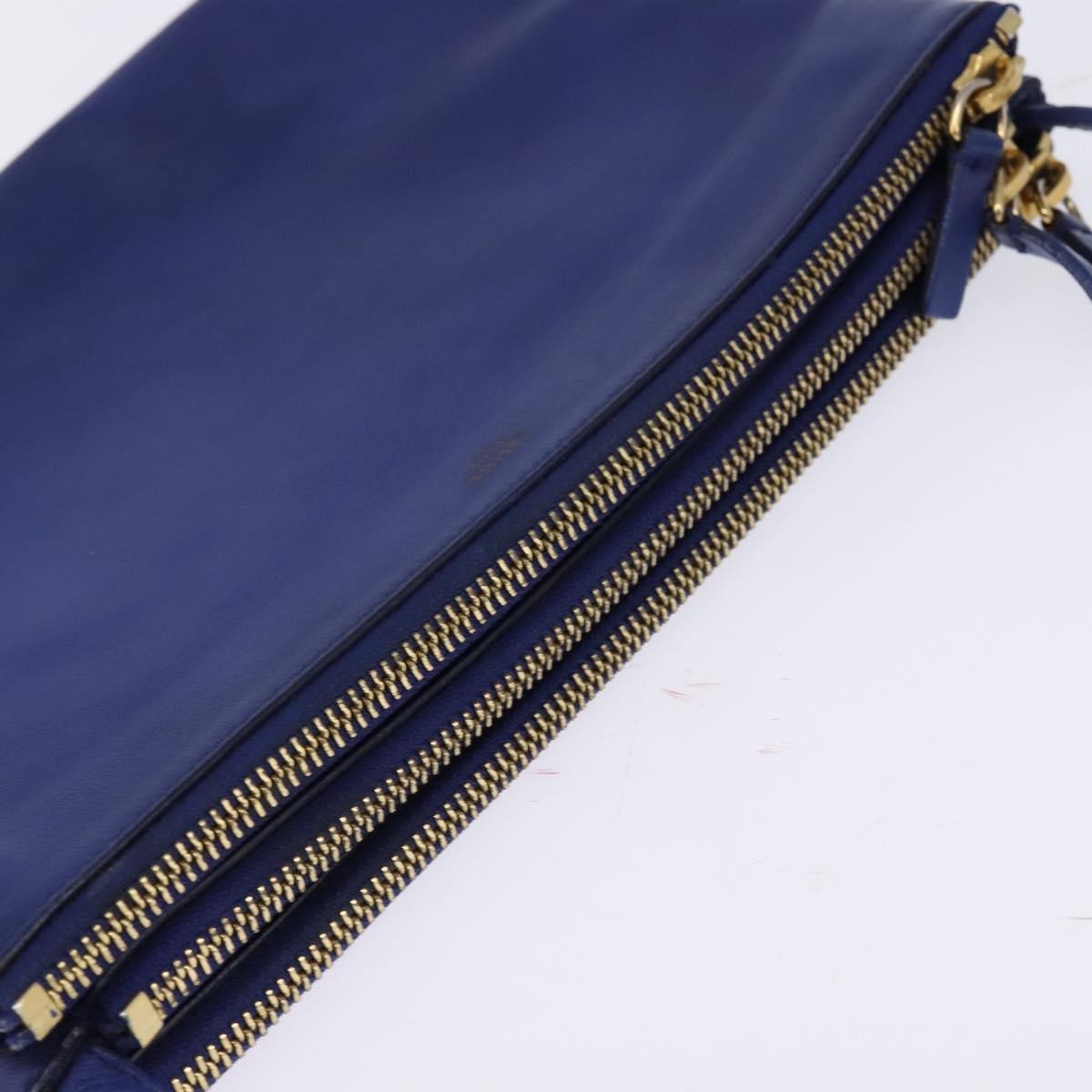 Celine Trio Crossbody Bag Leather, BLUE, LEATHER, Crossbody bag