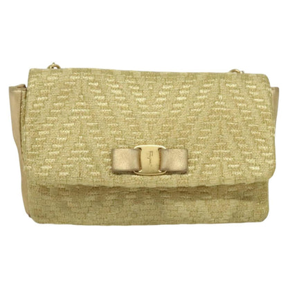 Salvatore Ferragamo Vala Shoulder Bag Leather, GOLD, LEATHER, Shoulder bag