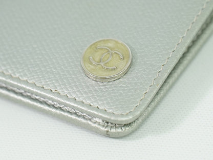 Chanel Coco bouton wallet Leather, SILVER, LEATHER, Wallets