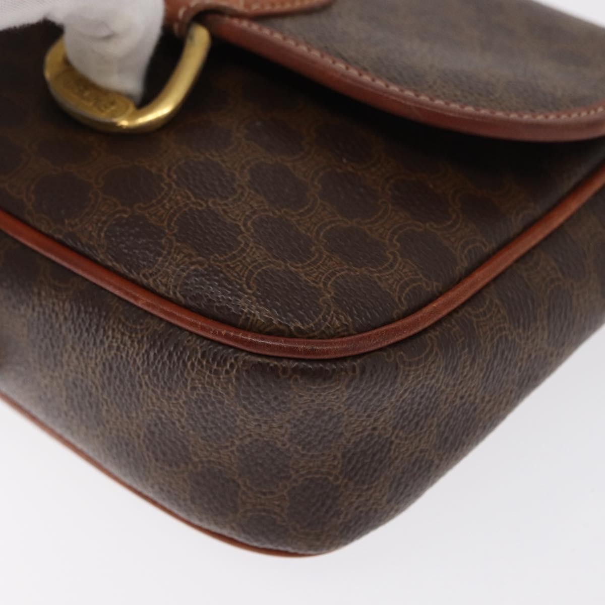 Celine Vintage Macadam Shoulder Bag Canvas and Leather, BROWN, CANVAS, Shoulder bag