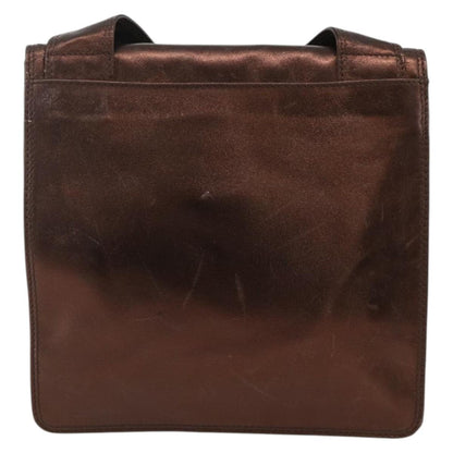 Chanel Vintage Logo Flap Messenger Bag Leather, BROWN, LEATHER, Shoulder bag
