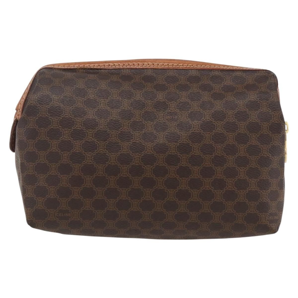 Celine Macadam Pochette Canvas and Leather, BROWN, CANVAS, Clutche & pouche