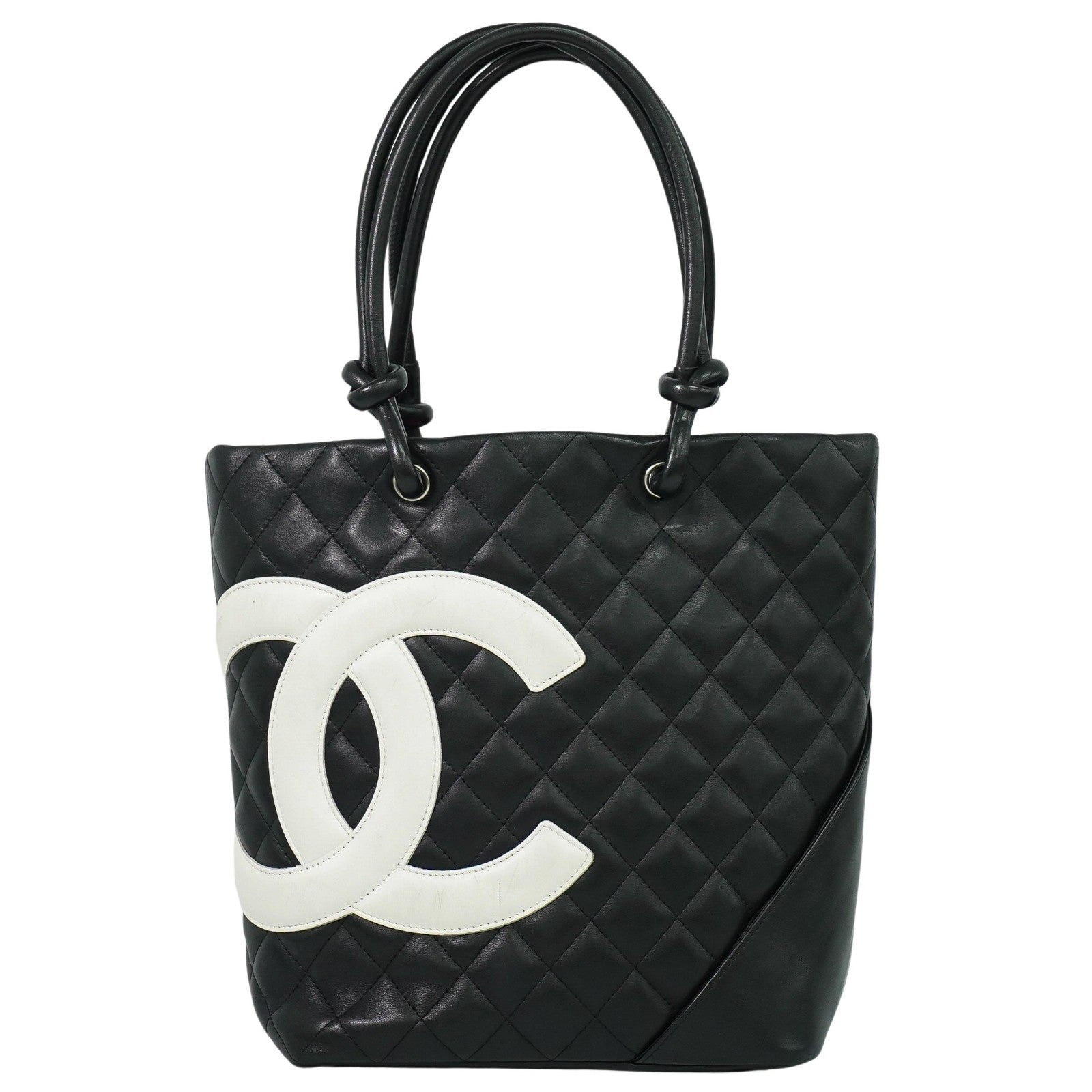 Chanel Cambon Tote Quilted Leather, BLACK, LEATHER, Tote bag