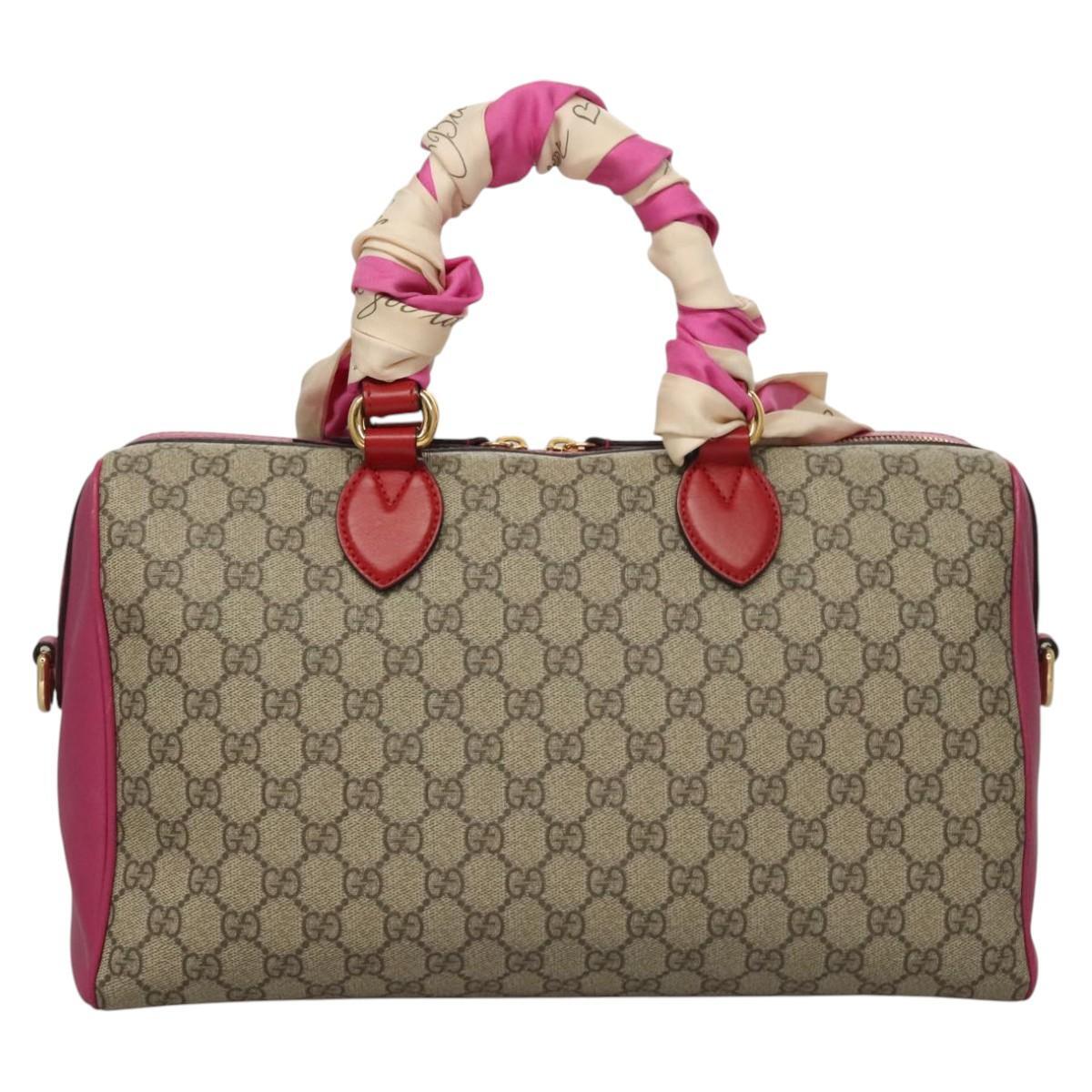 Gucci Convertible Boston Bag Embroidered GG Coated Canvas, BEIGE, CANVAS, Travel bag