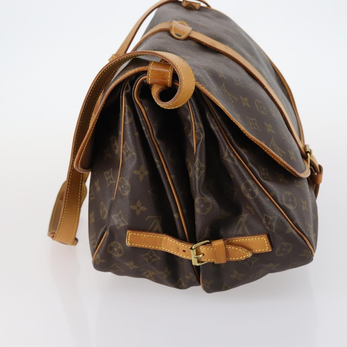 Louis Vuitton Saumur Handbag Monogram Canvas, BROWN, CANVAS, Handbag