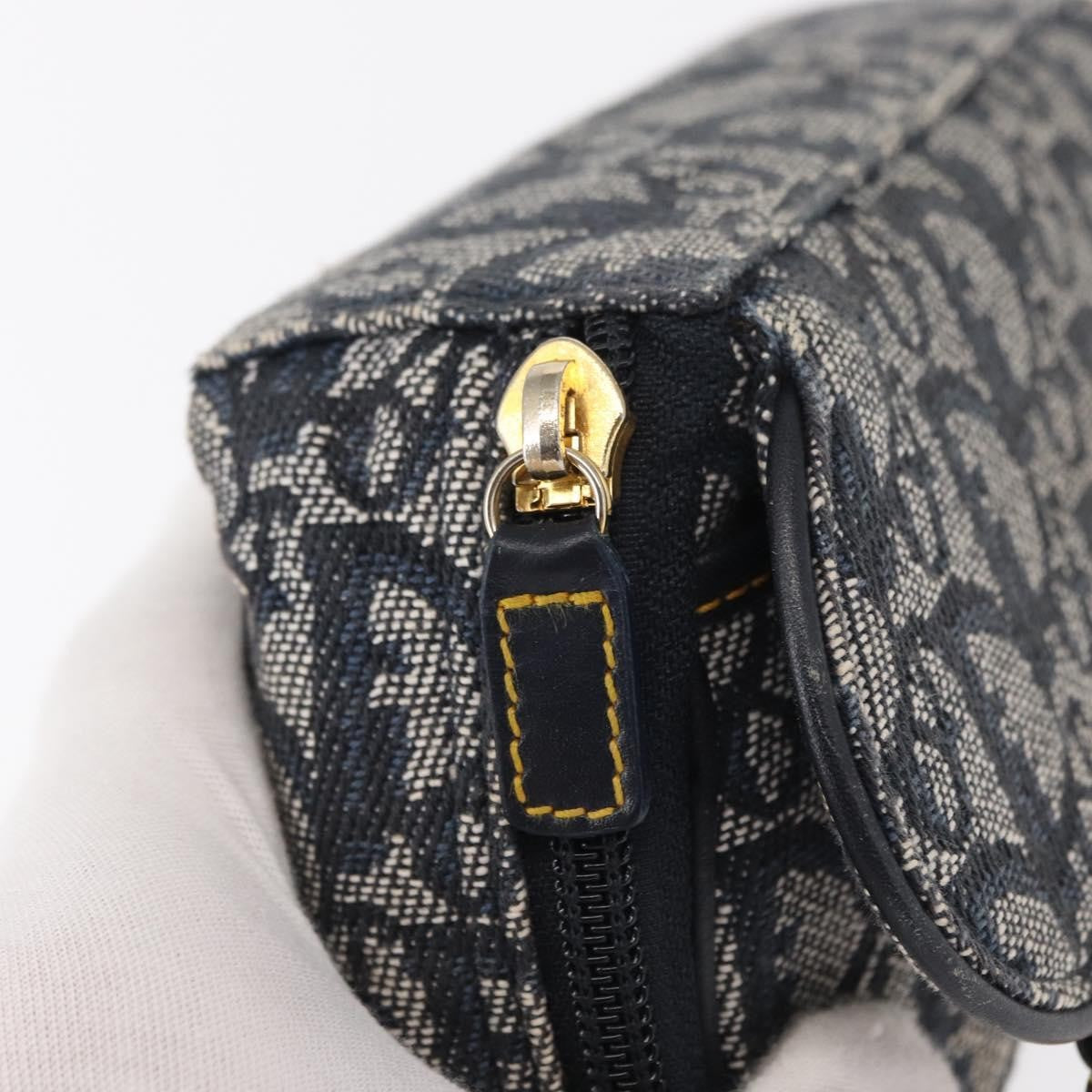 Christian Dior Saddle Zip Pouch Diorissimo Canvas, NAVY, CANVAS, Clutche & pouche