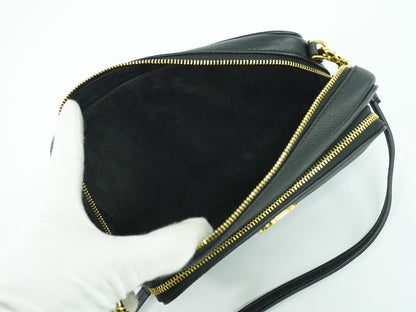 Christian Dior Caro Double Pouch Crossbody Bag Leather, BLACK, LEATHER, Crossbody bag