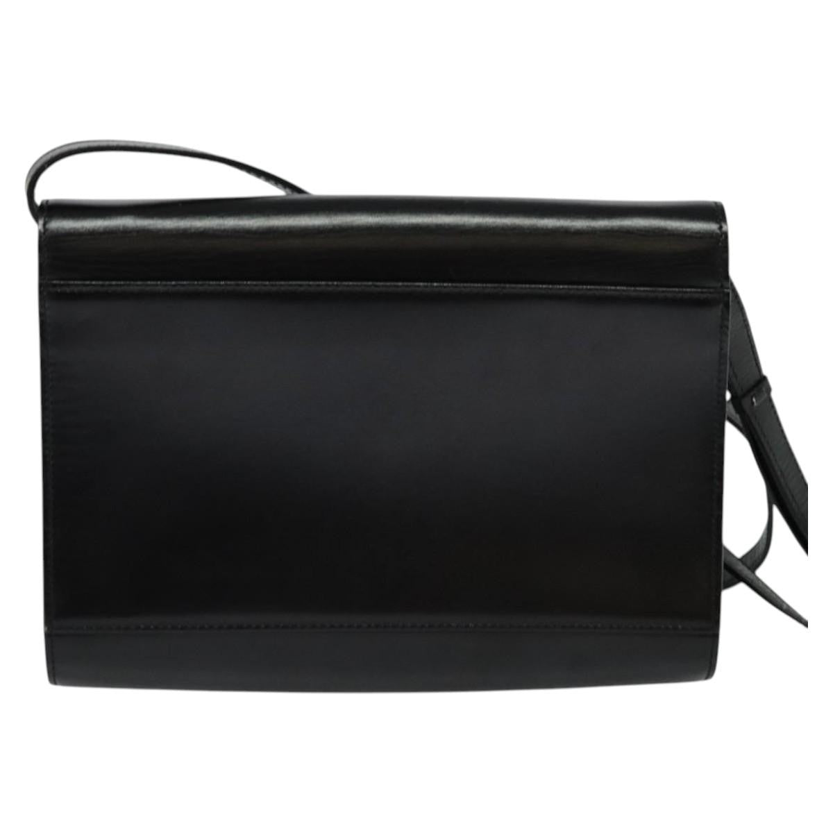 Celine Vintage Circle Logo Crossbody Bag Leather, BLACK, LEATHER, Crossbody bag