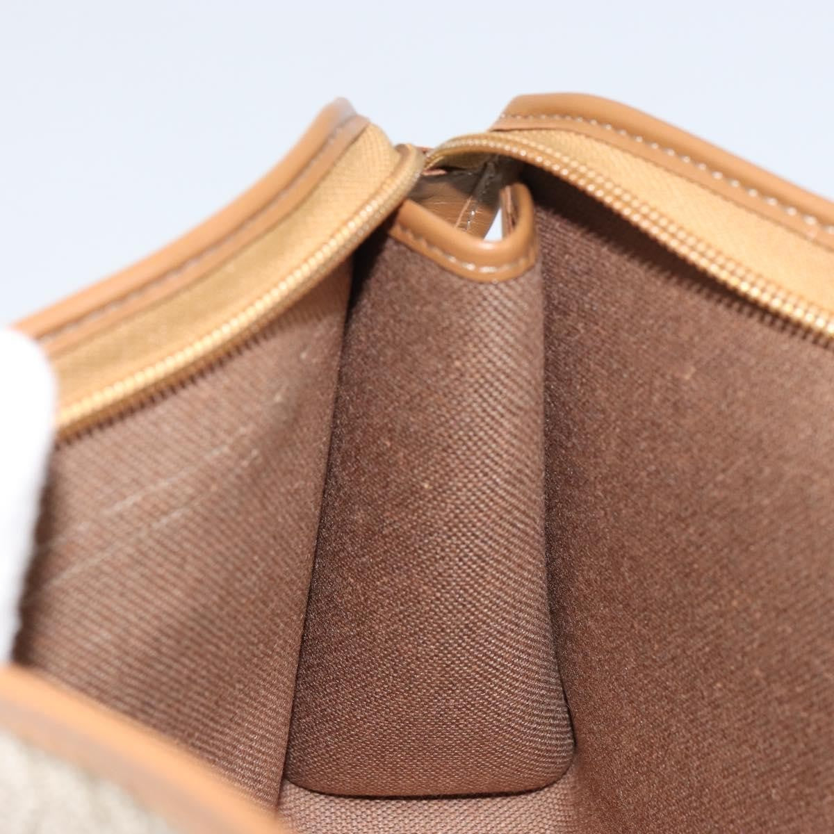Christian Dior Vintage Honeycomb Zip Pouch Coated Canvas, Beige, Canvas, Clutch