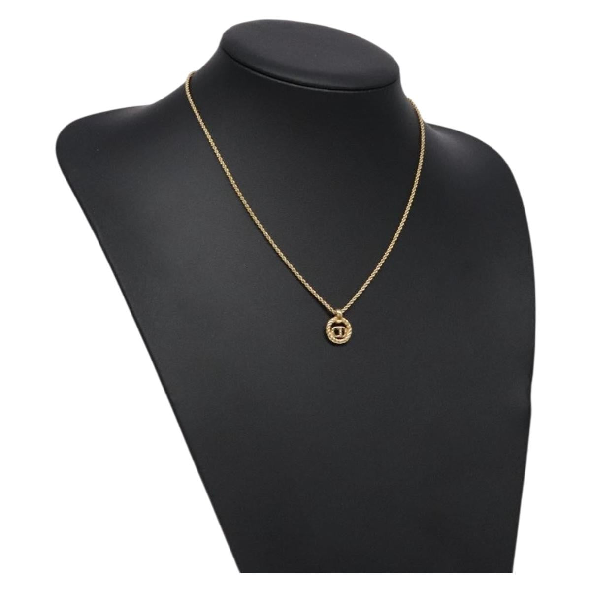 Christian Dior CD Round Pendant Necklace Metal, GOLD, METAL, Necklace