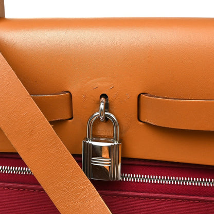Hermes Herbag Zip Leather and Toile, Multicolour, Canvas, Handbag
